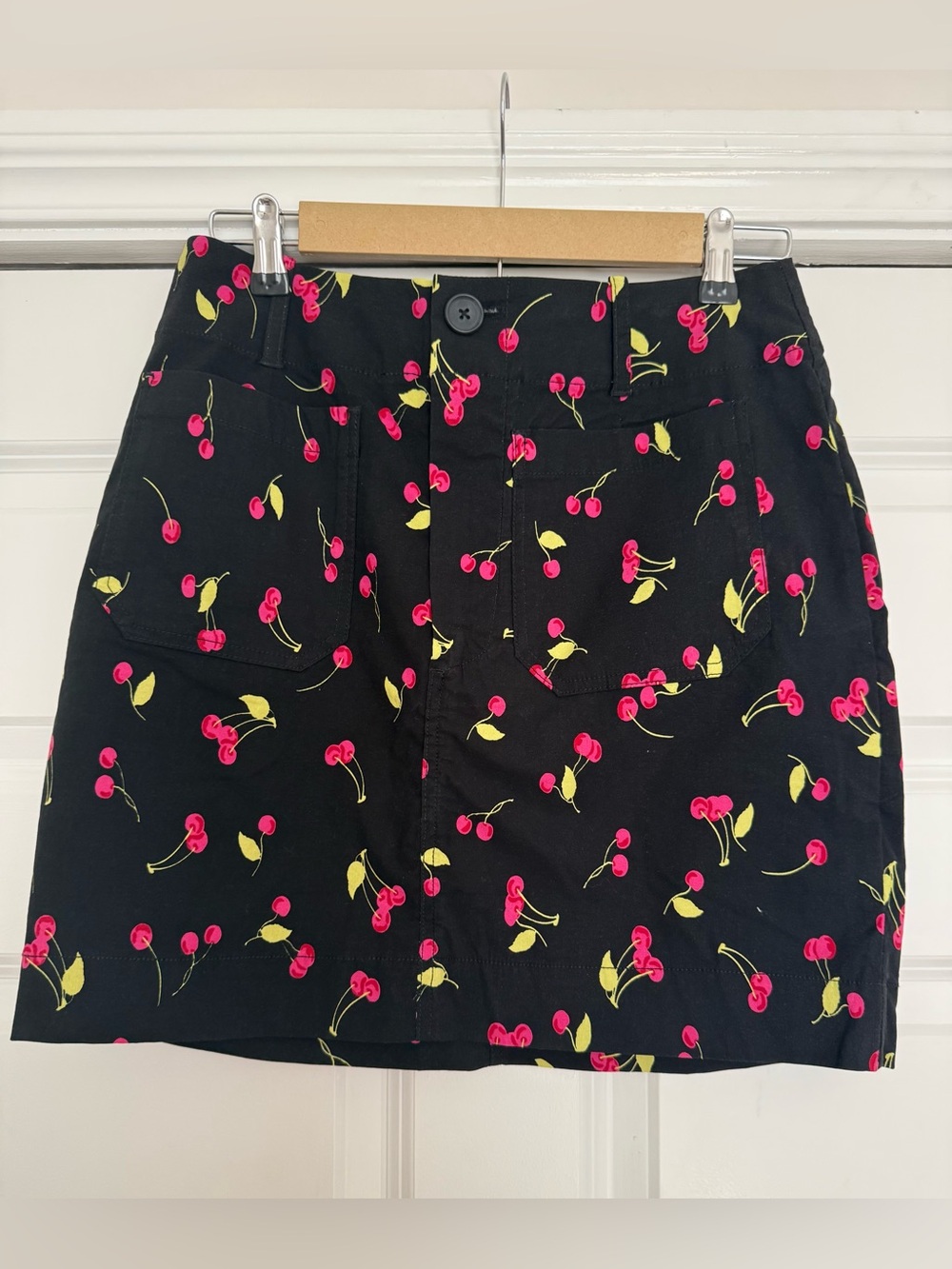 Anthropologie Maeve Black and Pink Cherry Print - Picture 3 of 7
